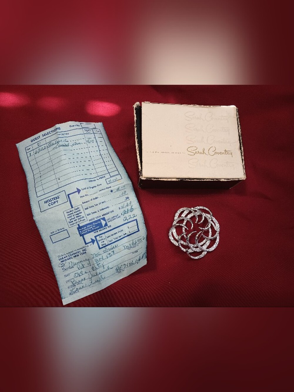 Unused W/Receipt. 1968 Sarah Coventry Tailored Swirl Pin